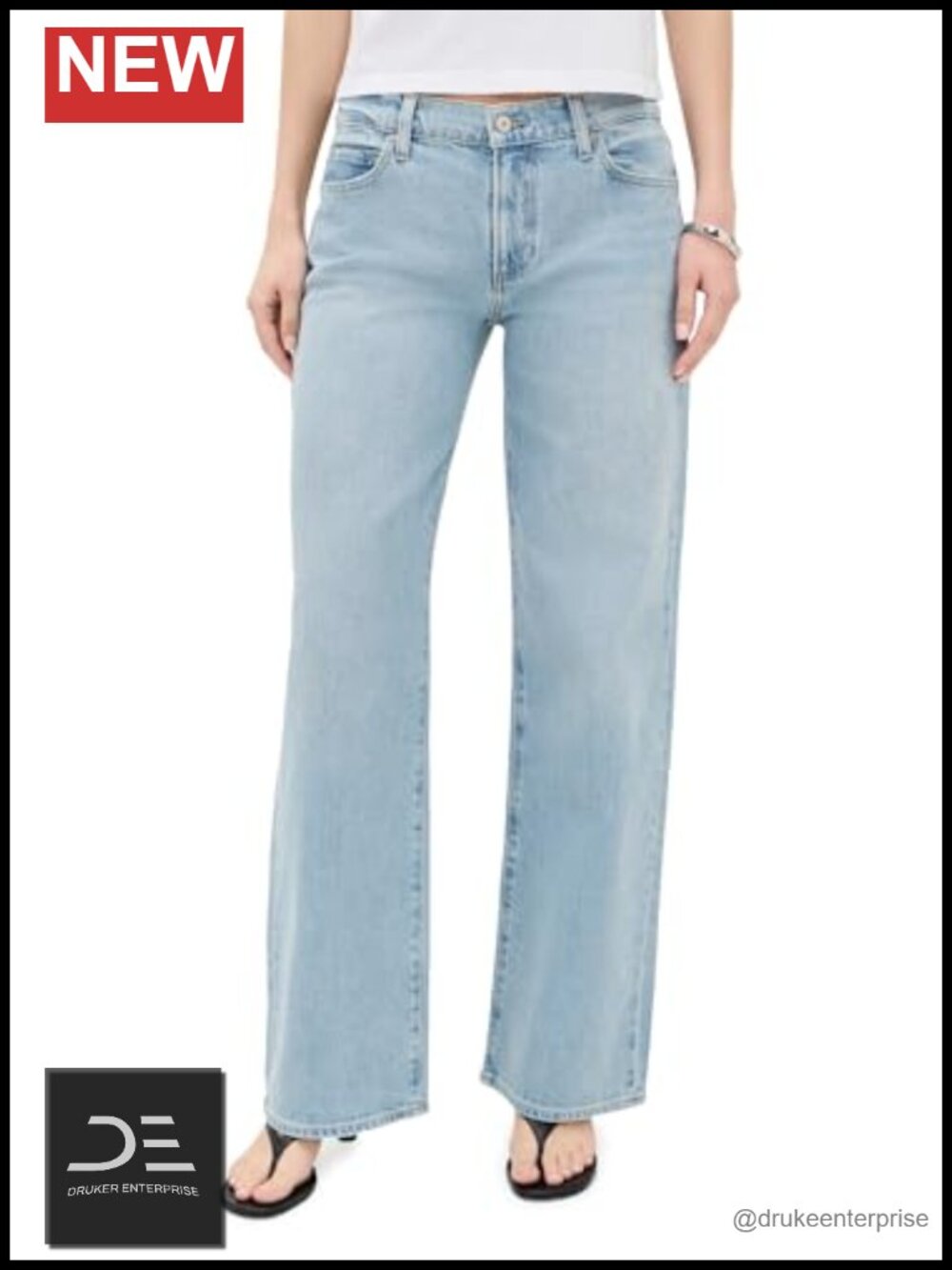PAIGE Women's Dana Mid-Rise Wide Leg Jeans Straight Fit 5-Pocket 99% Cotton